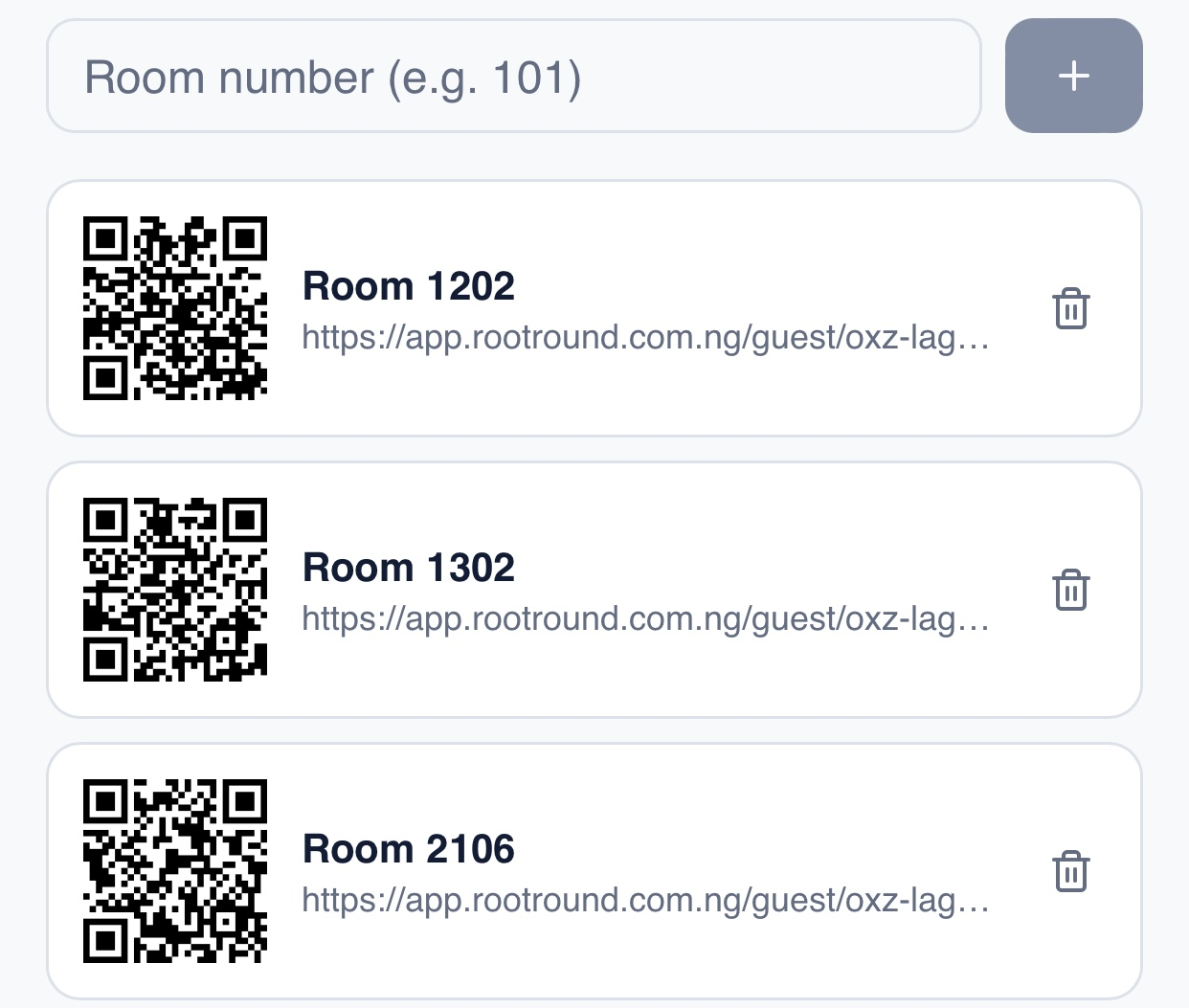 Room QR code setup for a hotel
